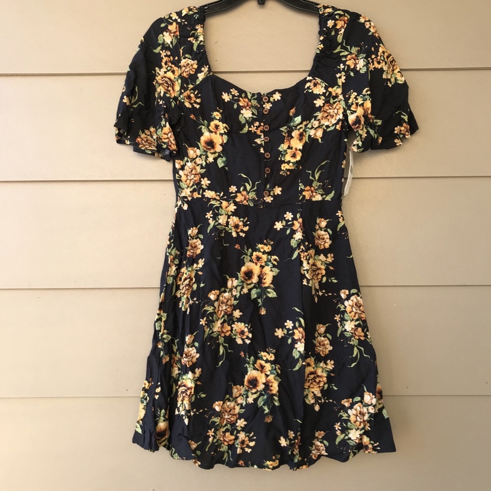 Altar’d State Black Floral Mini Dress Small
